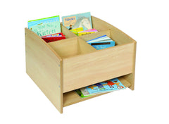 LOW LEVEL 4 COMPARTMENT KINDERBOX WITH SHELF with castors (Maple)