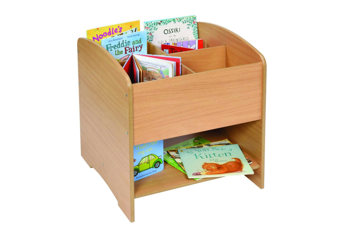 4 COMPARTMENT KINDERBOX WITH SHELF with castors (Beech)