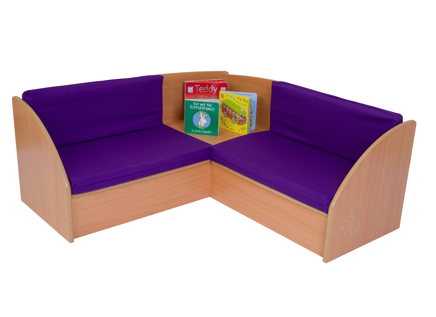 READING CORNER SEAT WITH PURPLE CUSHIONS (Beech)