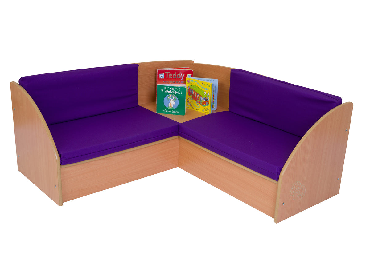 READING CORNER SEAT WITH PURPLE CUSHIONS (Beech)