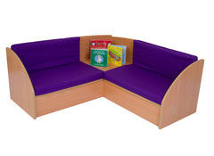 READING CORNER SEAT WITH PURPLE CUSHIONS (Beech)