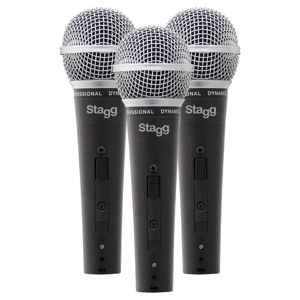Set of 3 Stagg high quality dynamic microphones