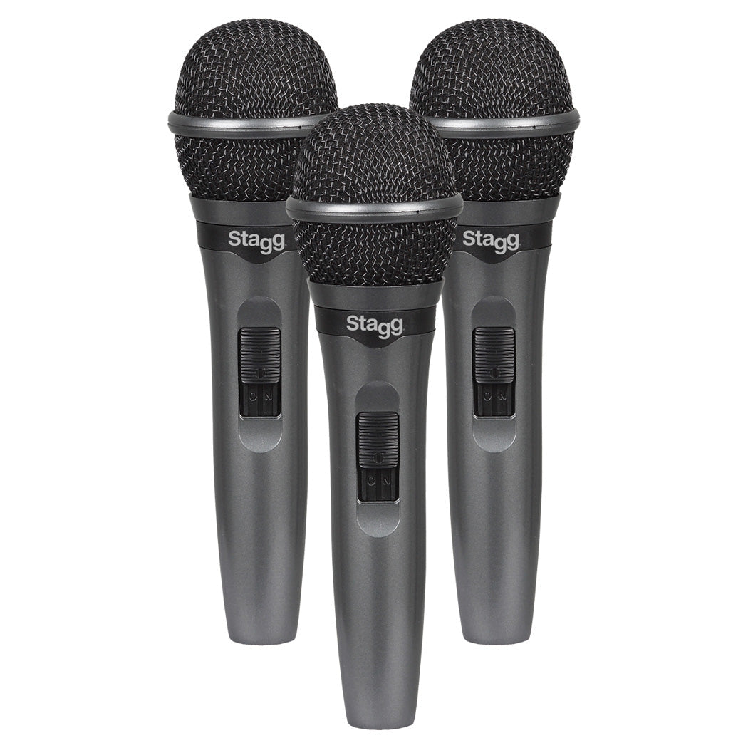 Set of 3 Stagg dynamic vocal microphones