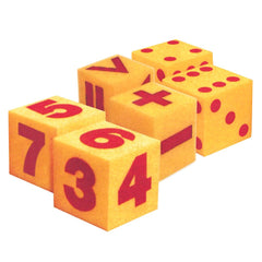 GIANT SOFT DICE, MATHEMATICAL OPERATION, SPOT AND NUMBER DICE SET OF 6