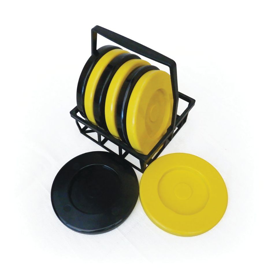 SHUFFLEBOARD DISC SET BLACK/YELLOW, SET OF 8