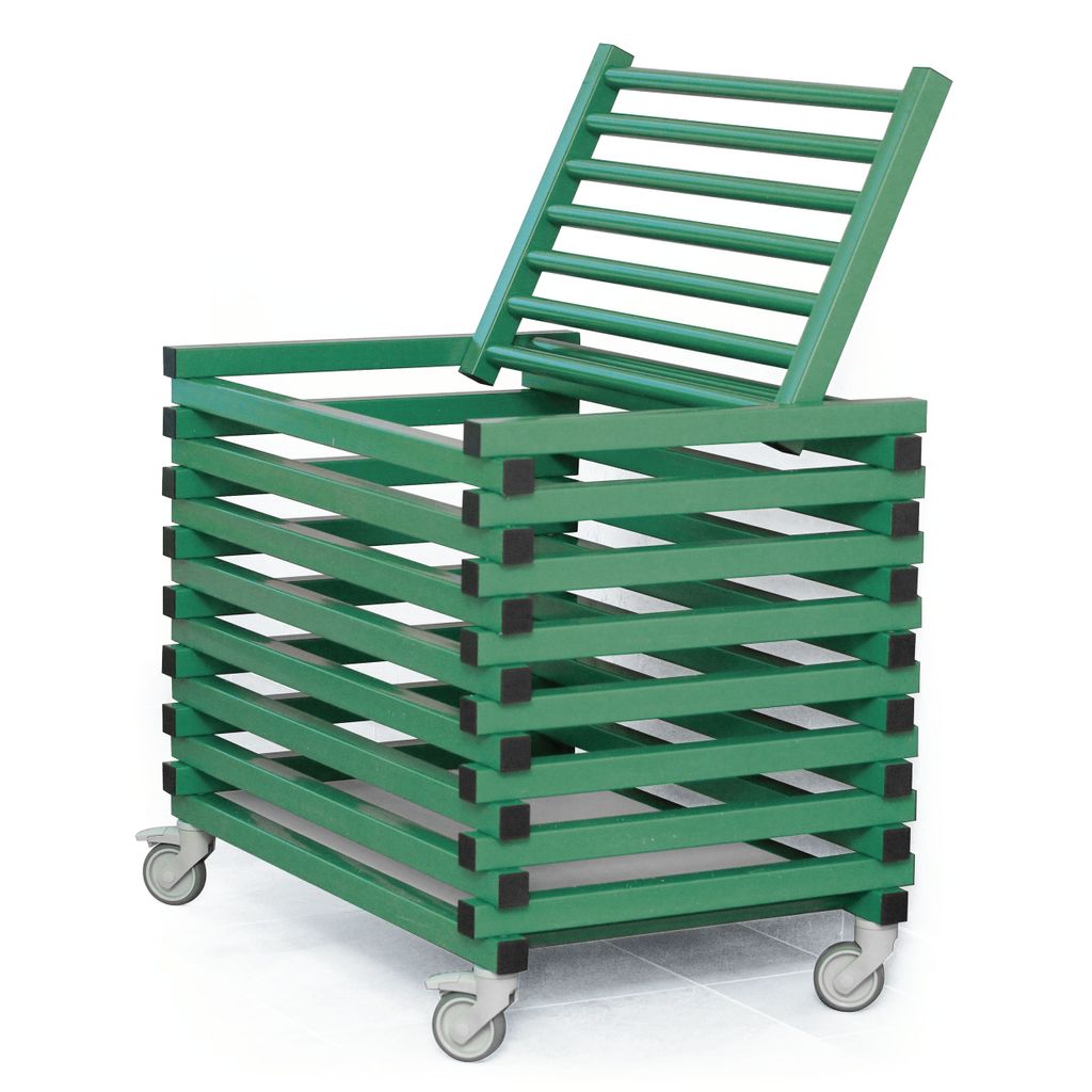 VENDIPLAS EQUIPMENT TROLLEY GREEN, CLOSED TOP