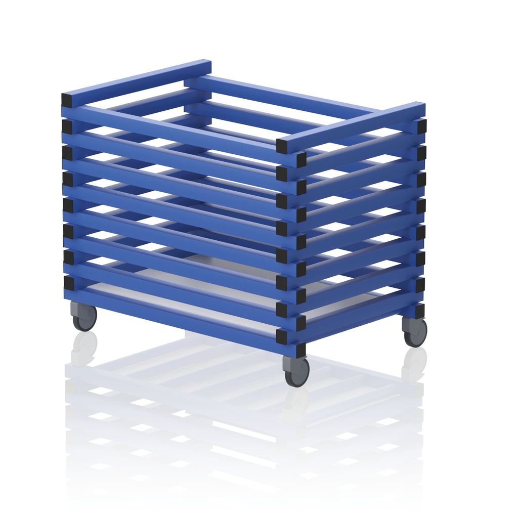 VENDIPLAS EQUIPMENT TROLLEY BLUE, OPEN TOP