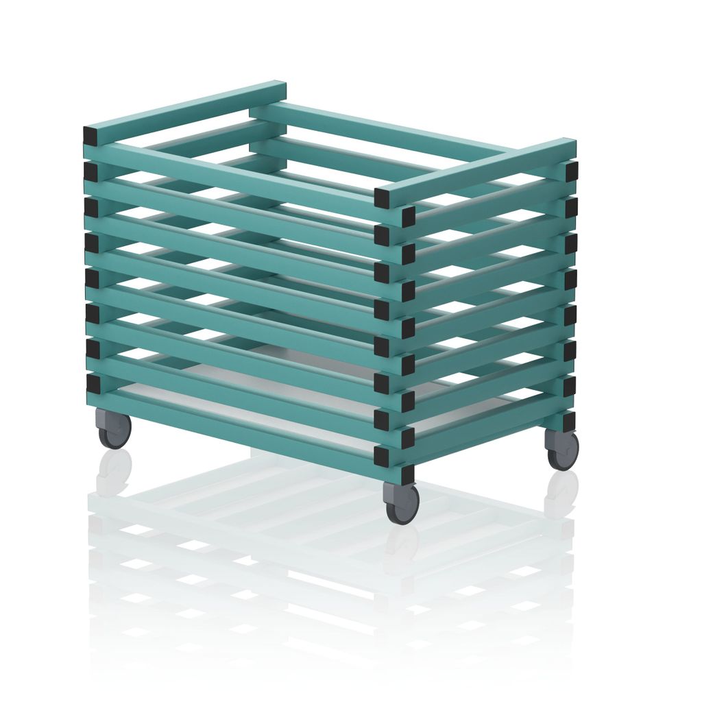 VENDIPLAS EQUIPMENT TROLLEY GREEN, OPEN TOP