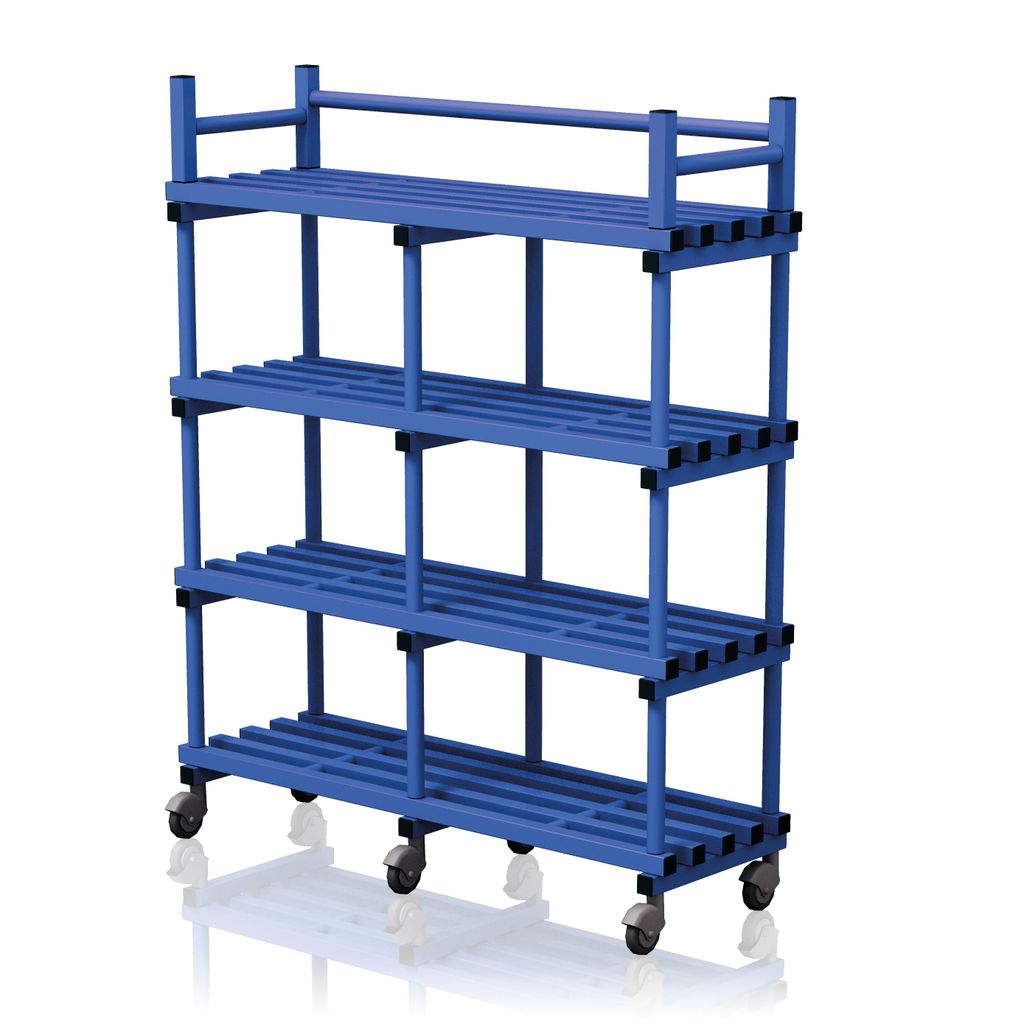 VENDIPLAS MOBILE SHELVING UNIT DOUBLE, BLUE