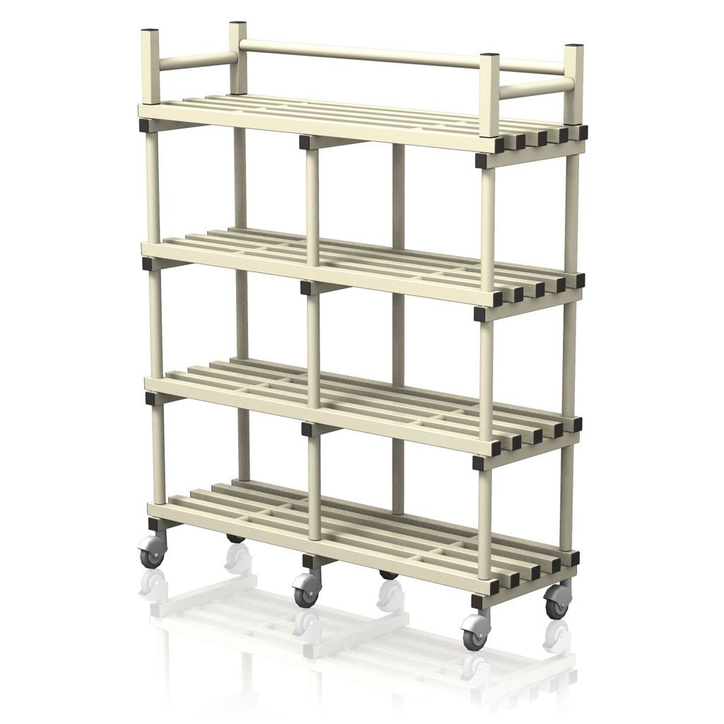 VENDIPLAS MOBILE SHELVING UNIT DOUBLE, BEIGE