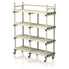 VENDIPLAS MOBILE SHELVING UNIT DOUBLE, BEIGE