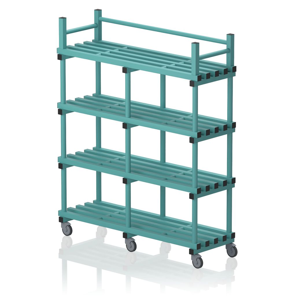 VENDIPLAS MOBILE SHELVING UNIT DOUBLE, GREEN