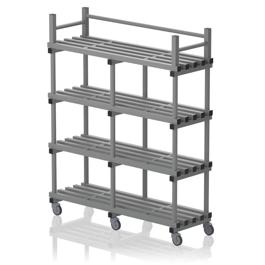 VENDIPLAS MOBILE SHELVING UNIT DOUBLE, GREY
