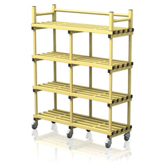 VENDIPLAS MOBILE SHELVING UNIT DOUBLE, YELLOW
