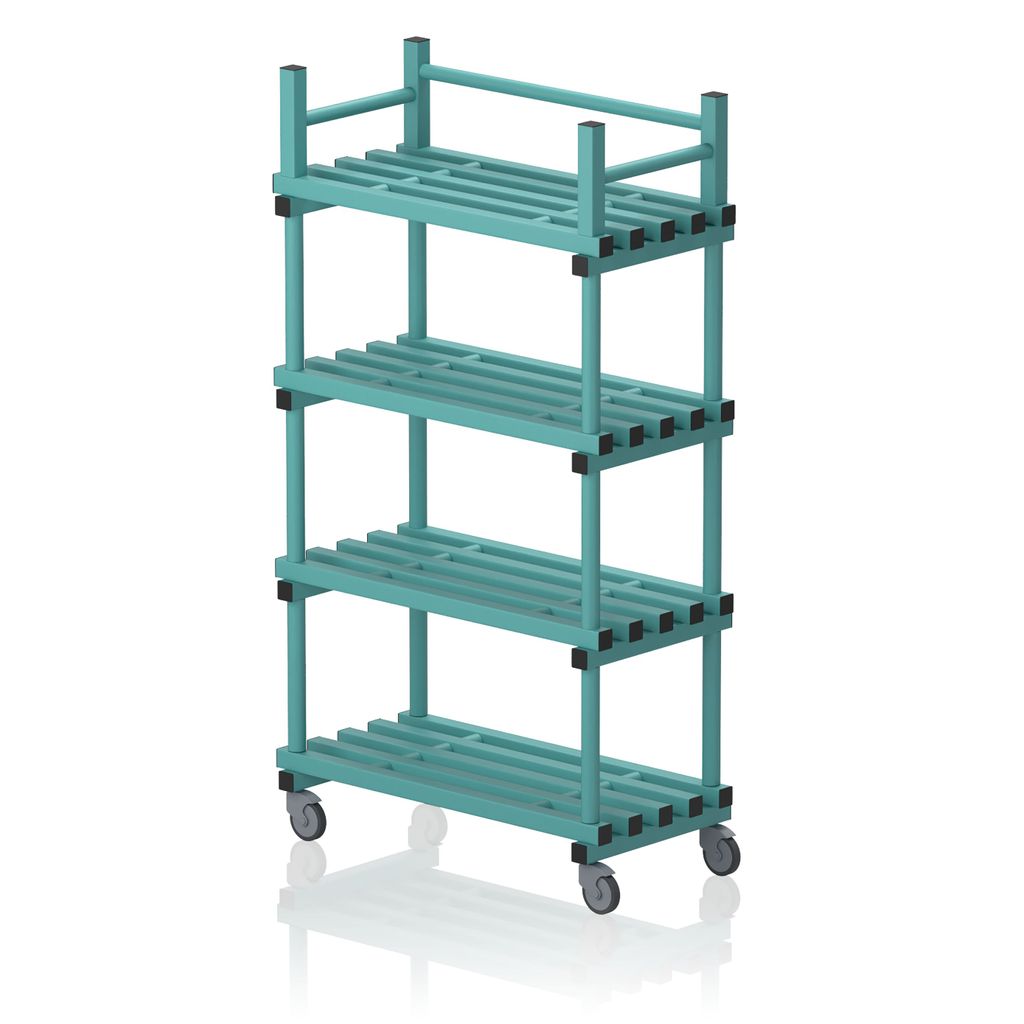 VENDIPLAS MOBILE SHELVING UNIT SINGLE, GREEN