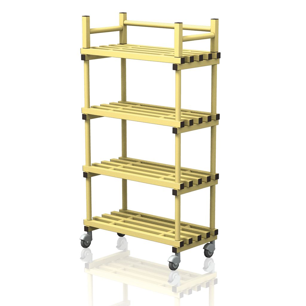 VENDIPLAS MOBILE SHELVING UNIT SINGLE, YELLOW