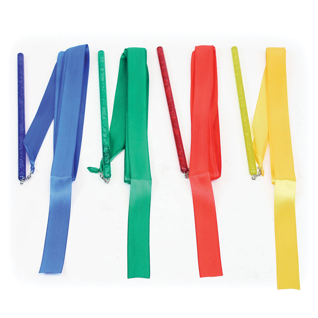 GYMNASTIC RIBBONS 3M, STICK LENGTH 30CM, SET OF 24