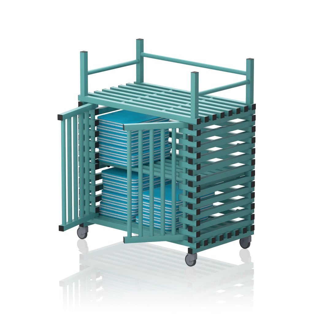 VENDIPLAS TROLLEY CABINET LARGE, GREEN, C/W TOP RACK