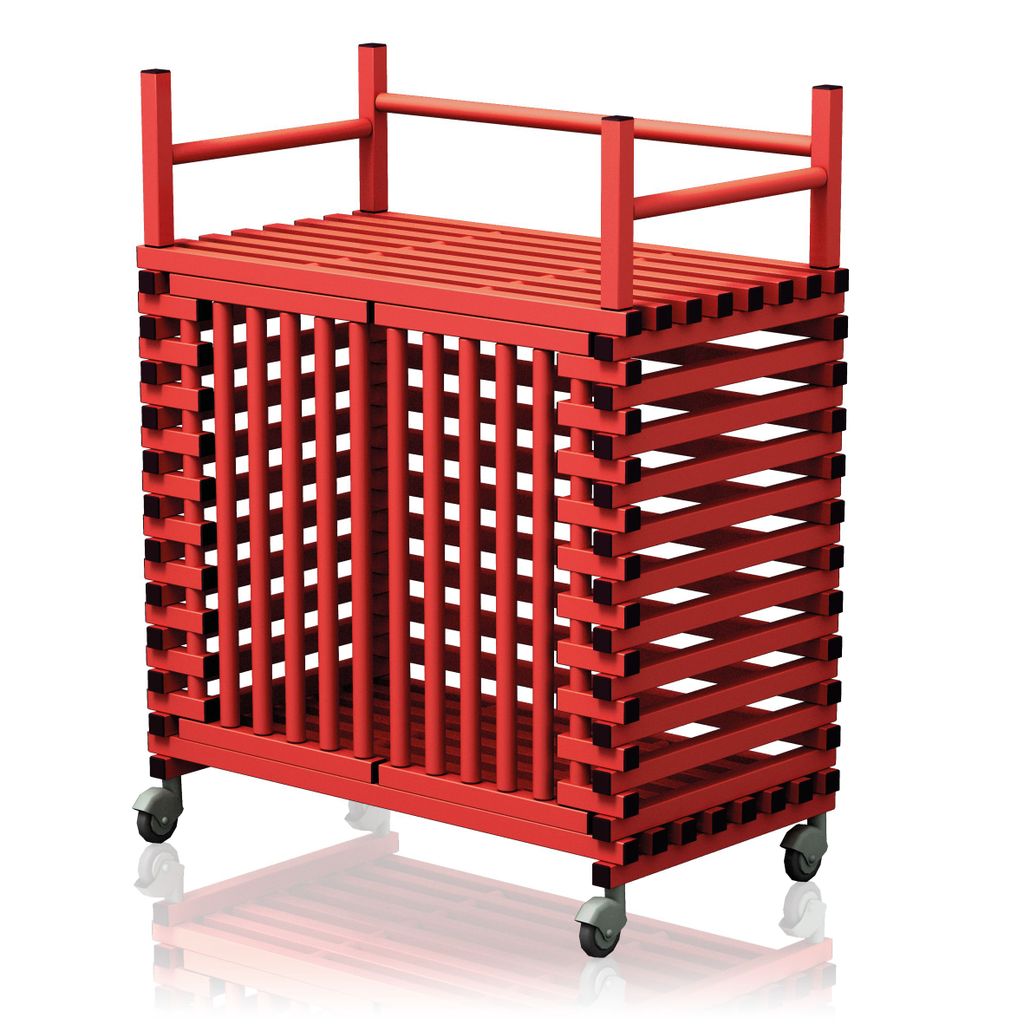 VENDIPLAS TROLLEY CABINET LARGE, RED, C/W TOP RACK