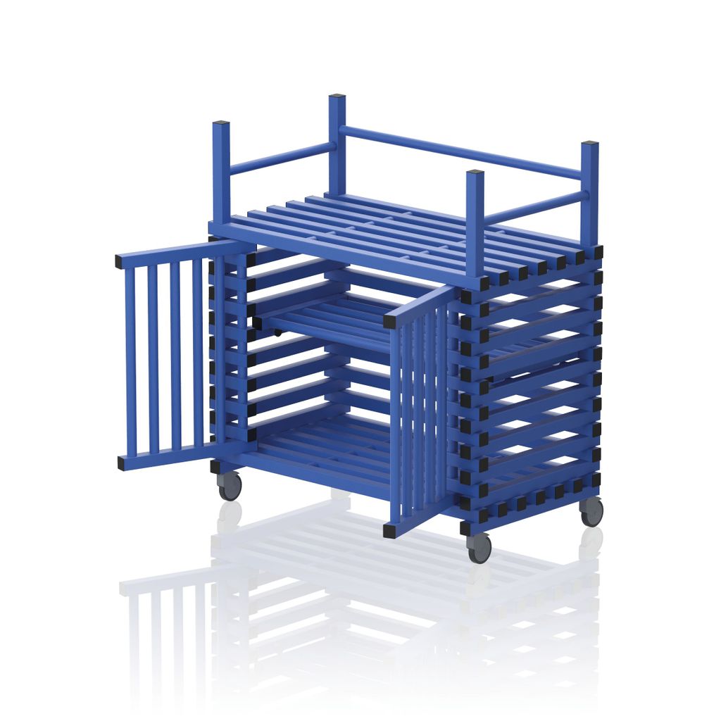 VENDIPLAS TROLLEY CABINET MEDIUM, BLUE, C/W TOP RACK