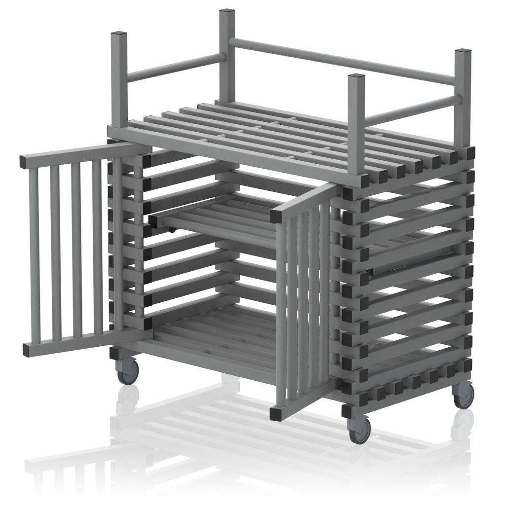 VENDIPLAS TROLLEY CABINET MEDIUM, GREY, C/W TOP RACK