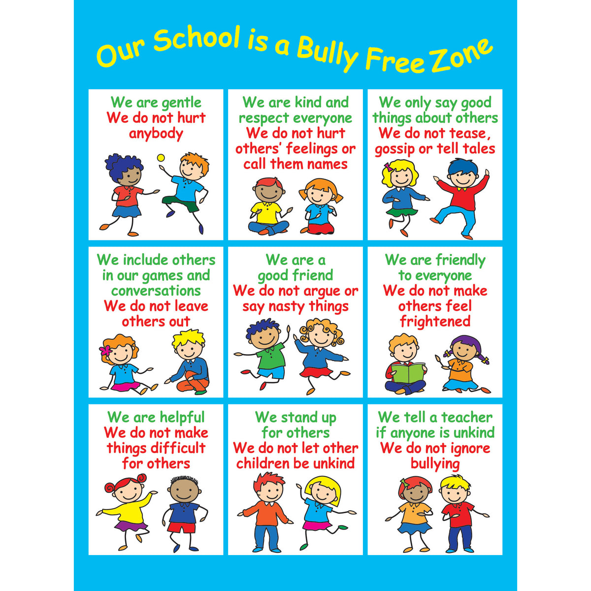 POSITIVE PLAYTIME WALL SIGNS BULLY FREE ZONE