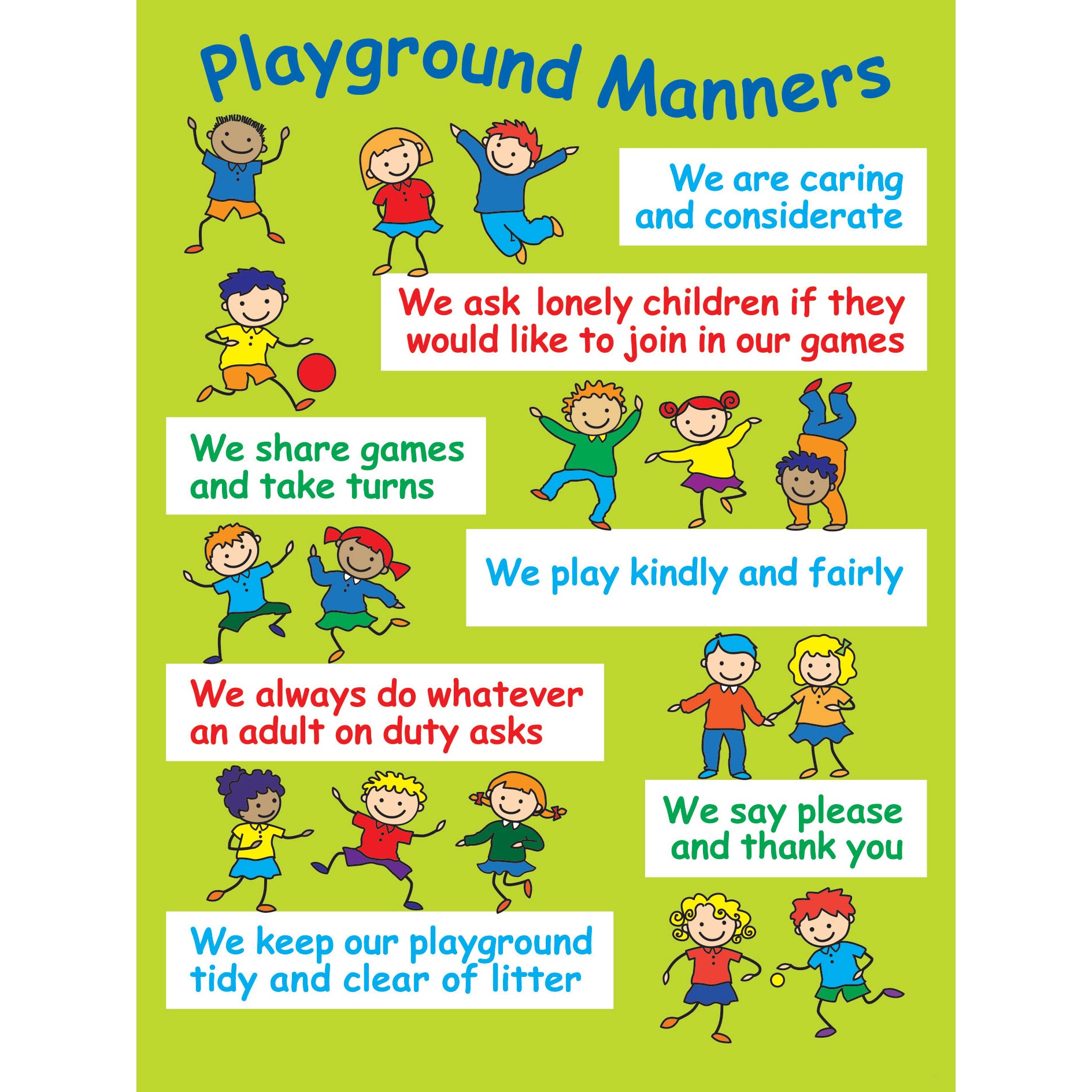 POSITIVE PLAYTIME WALL SIGNS PLAYGROUND MANNERS