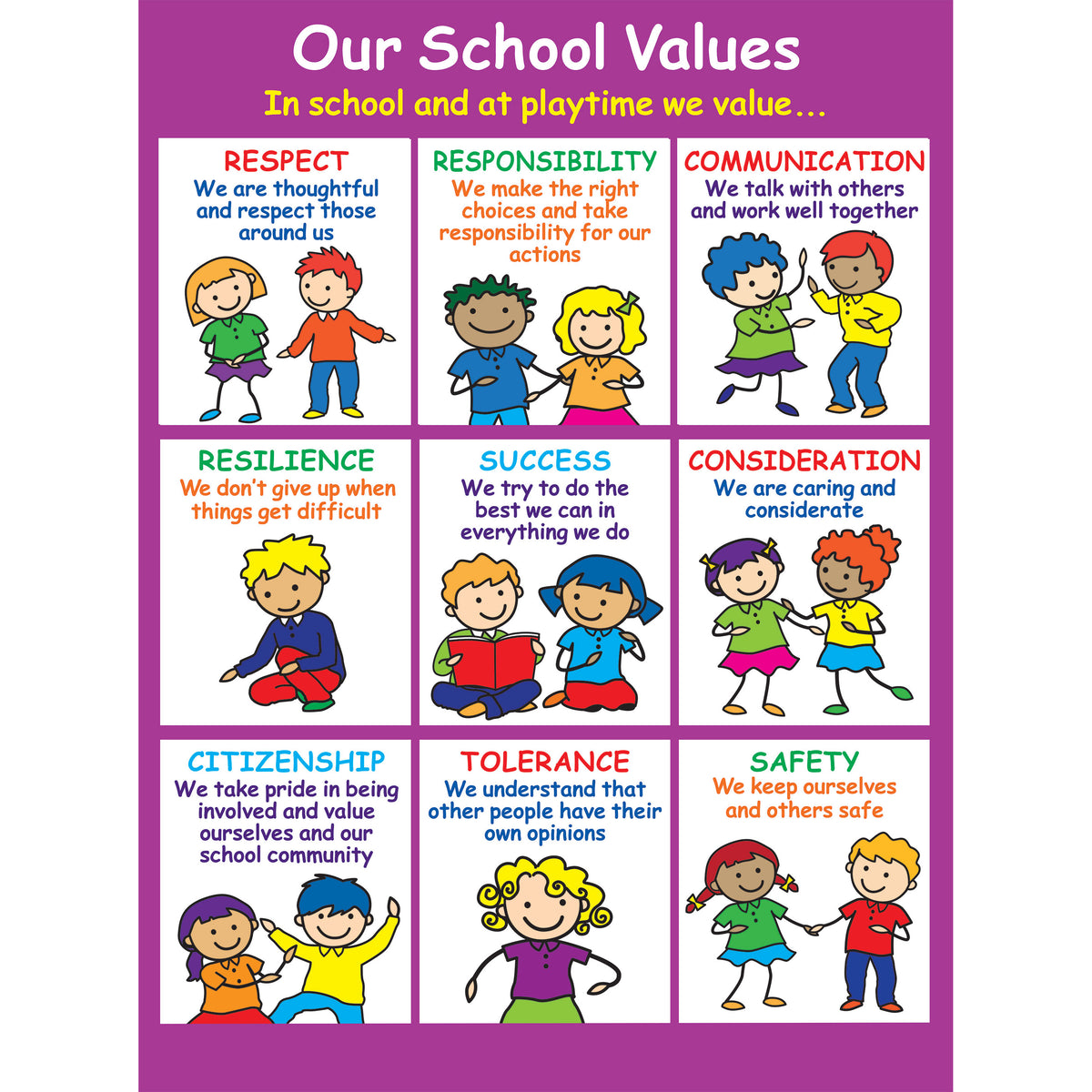 POSITIVE PLAYTIME WALL SIGNS OUR SCHOOL VALUES