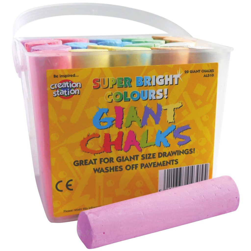COLOURED PLAYGROUND CHALK ASSORTED COLOURS, SET OF 20