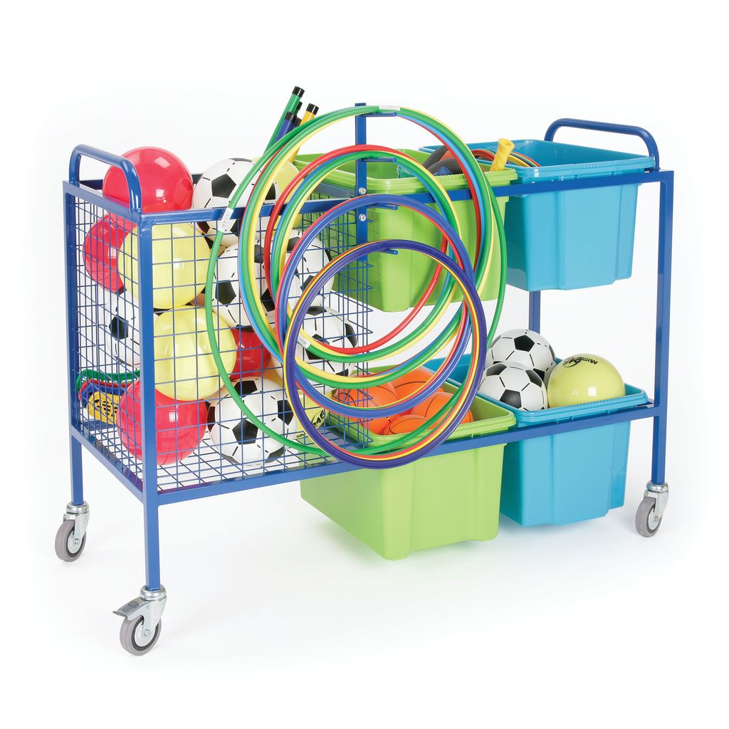 LARGE EQUIPMENT STORAGE TROLLEY WITH HOOP RACK