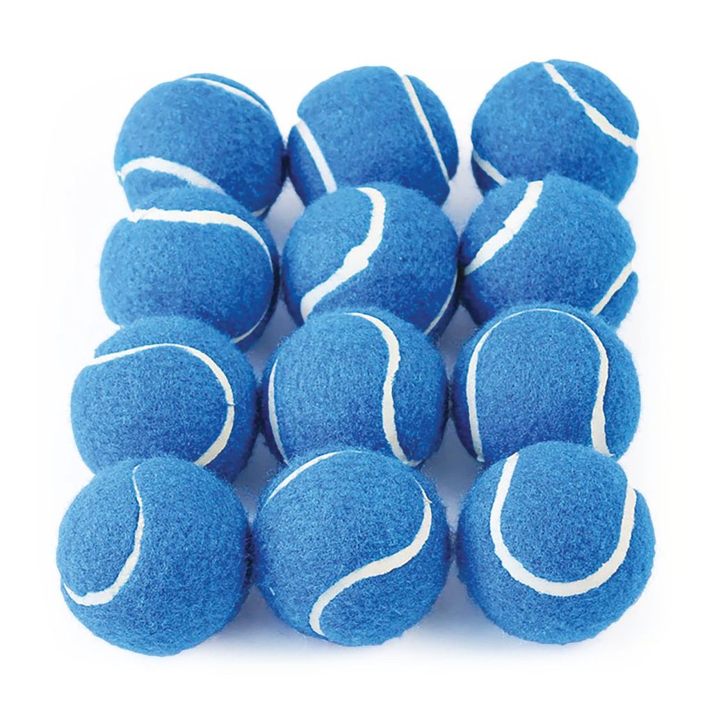 COLOURED TENNIS STYLE BALL BLUE, SET OF 12