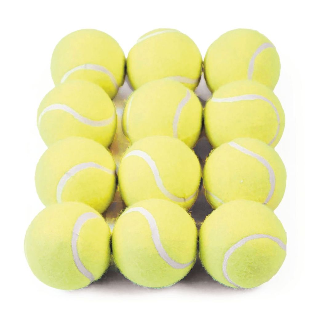 COLOURED TENNIS STYLE BALL YELLOW, SET OF 12