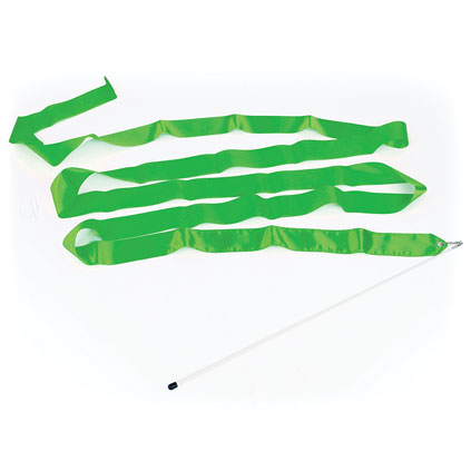 RHYTHMIC GYMNASTICS RIBBON 4M, WITH WAND, GREEN