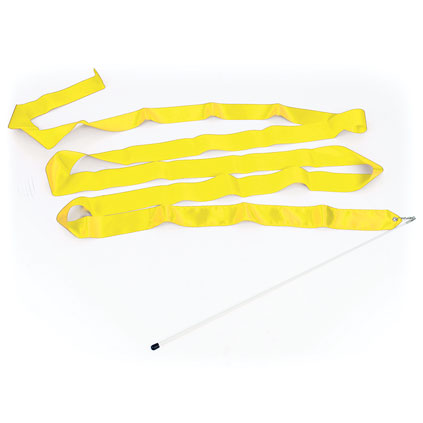 RHYTHMIC GYMNASTICS RIBBON 4M, WITH WAND, YELLOW