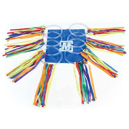 DANCING RAINBOW RIBBON RINGS 30CM, BAG OF 8