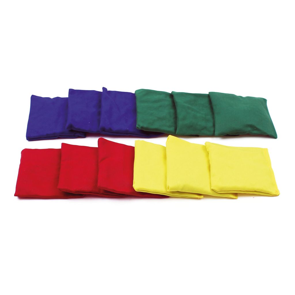 SQUARE COTTON BEAN BAG MIXED COLOURS, BAG OF 12
