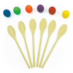 COLOURED EGG AND SPOON SET OF 6