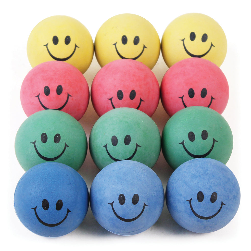 RUBBER SPONGE HAPPY FACE BALL 57MM, SET OF 12