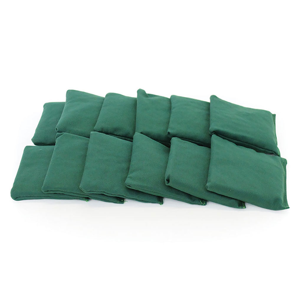 RECTANGULAR COTTON BEAN BAG GREEN, BAG OF 12