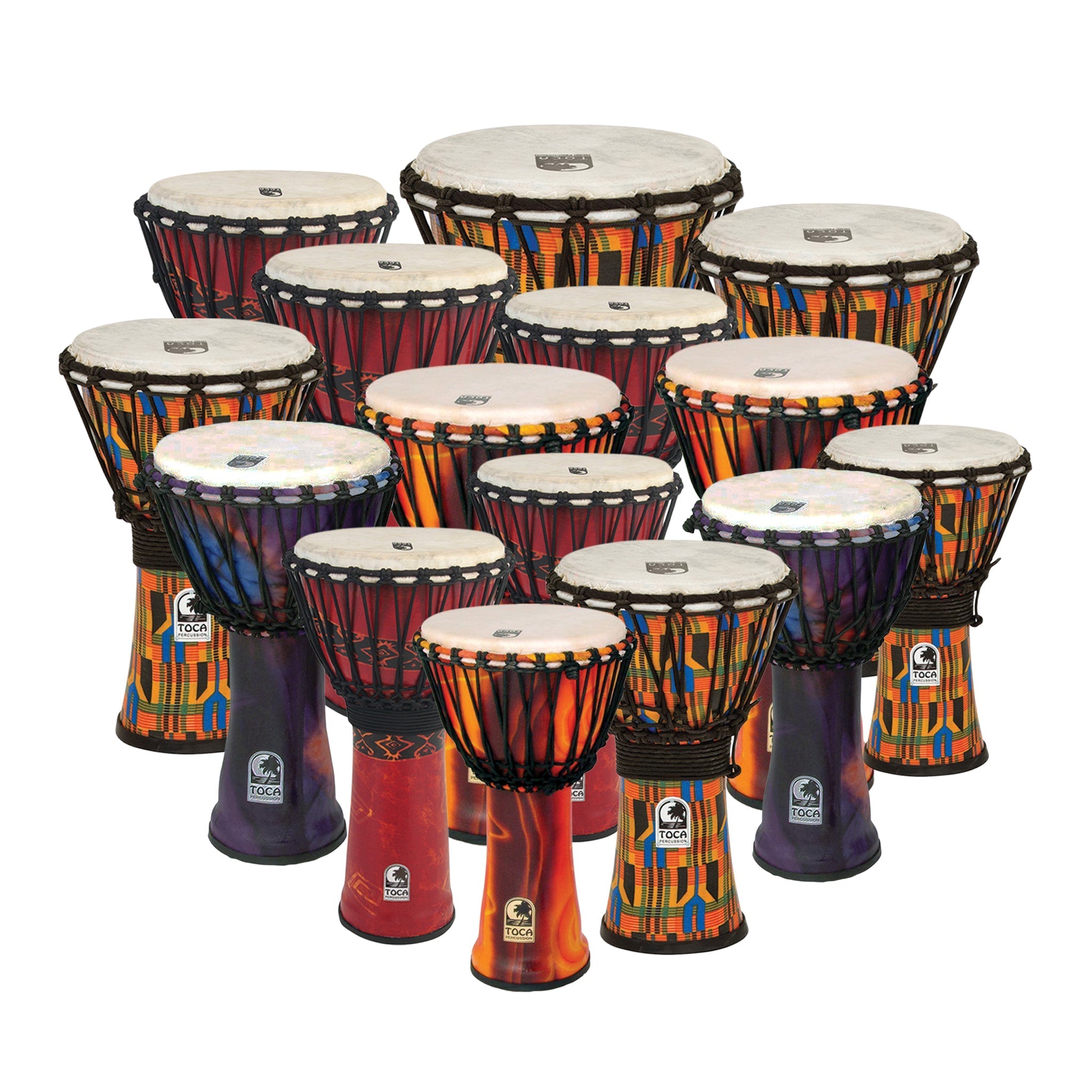 Toca Freestyle djembe 15 player pack - rope tuned