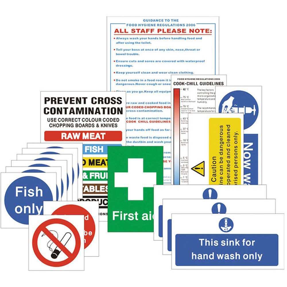 Self Adhesive Senior Hygiene Catering Signs - Pack of 17
