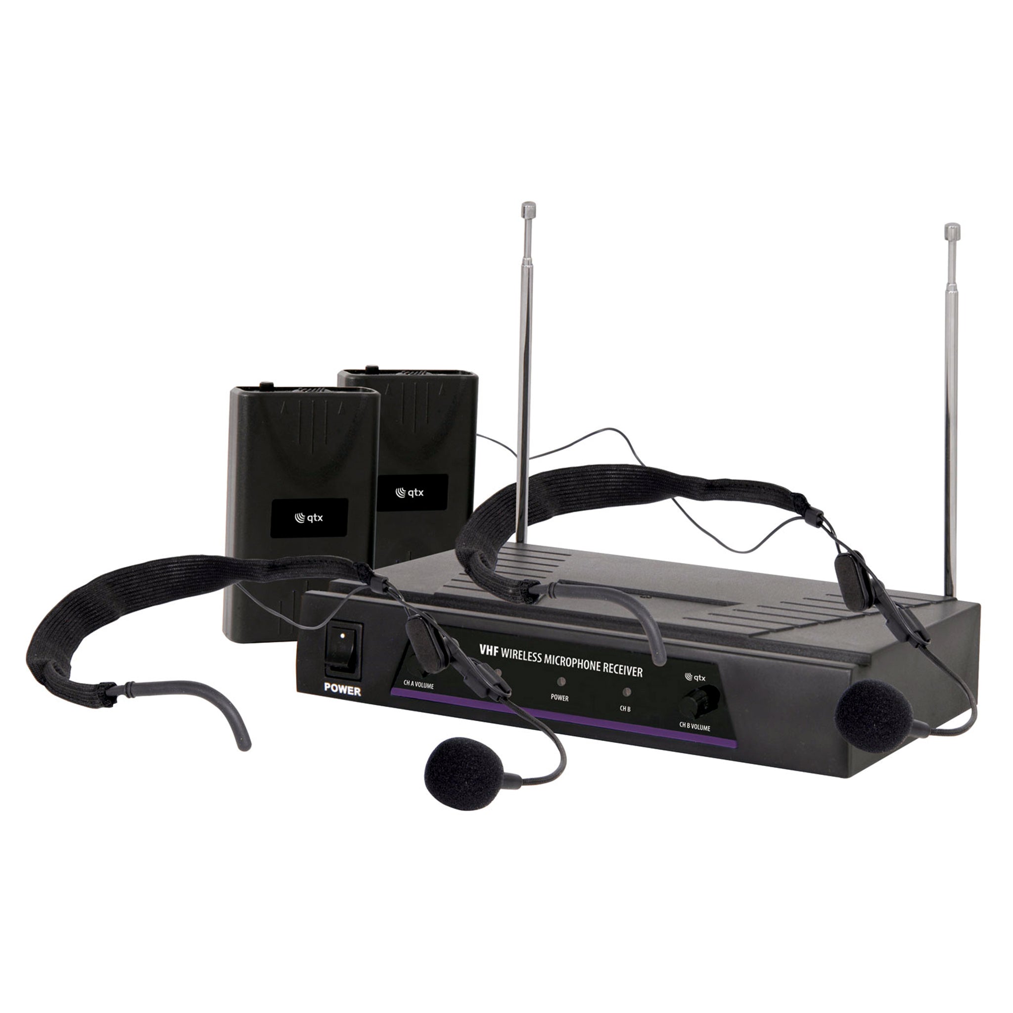 QTX VN2 dual neckband microphone VHF wireless system - 174.1MHz - 175.0MHz