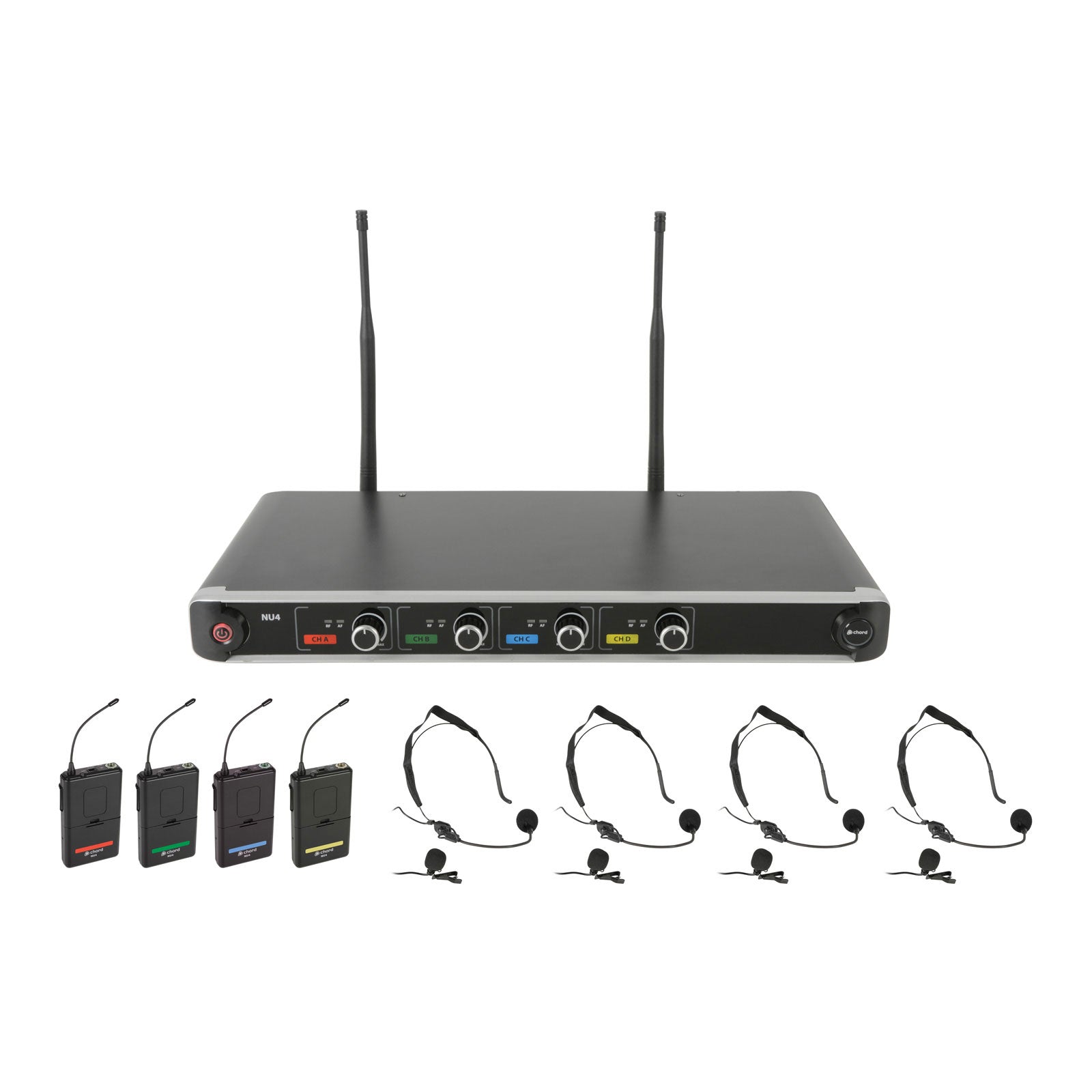 Chord NU4 4-channel wireless microphone system - 4 x headset mics