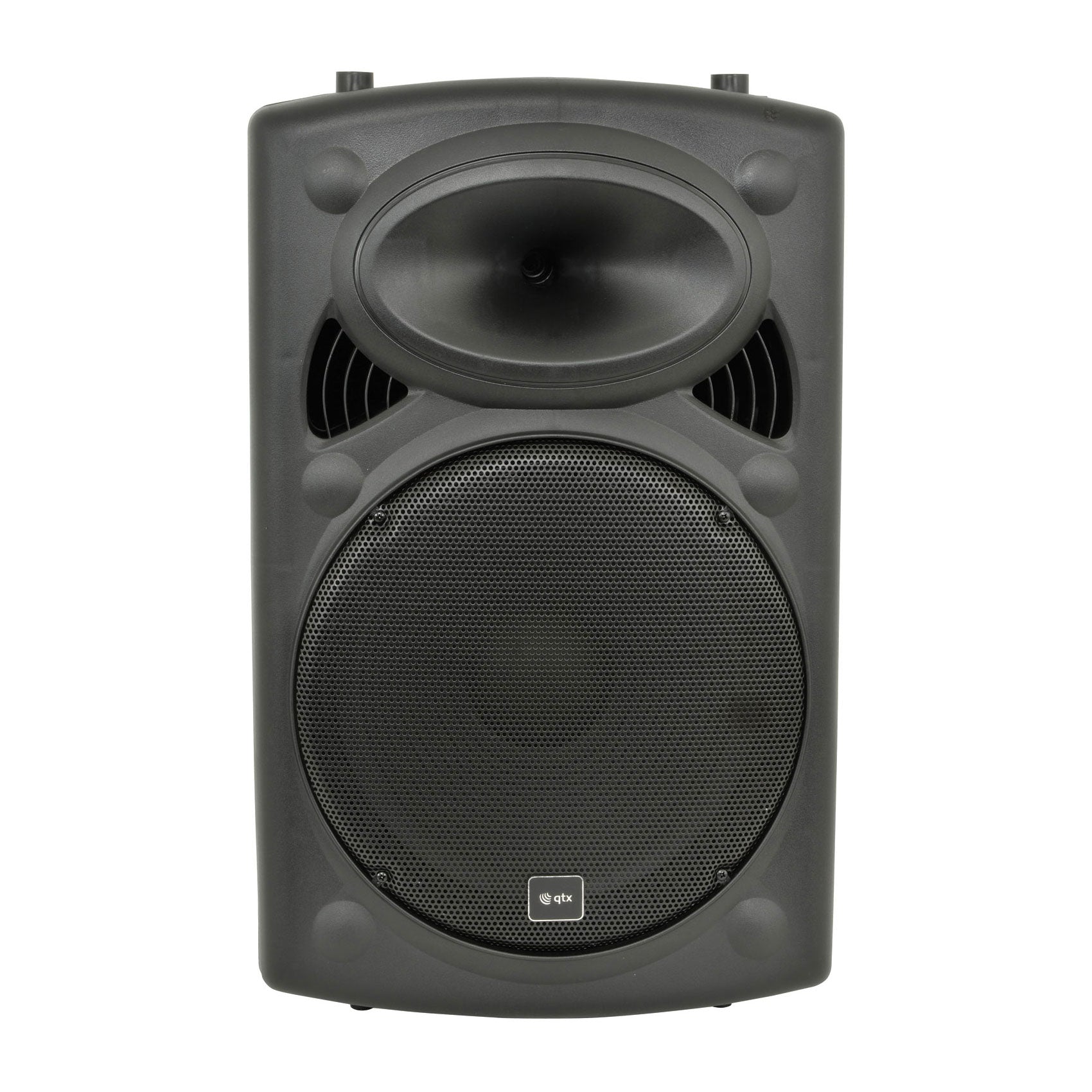 QTX QR series portable powered PA unit with 2 VHF microphones - 12\"