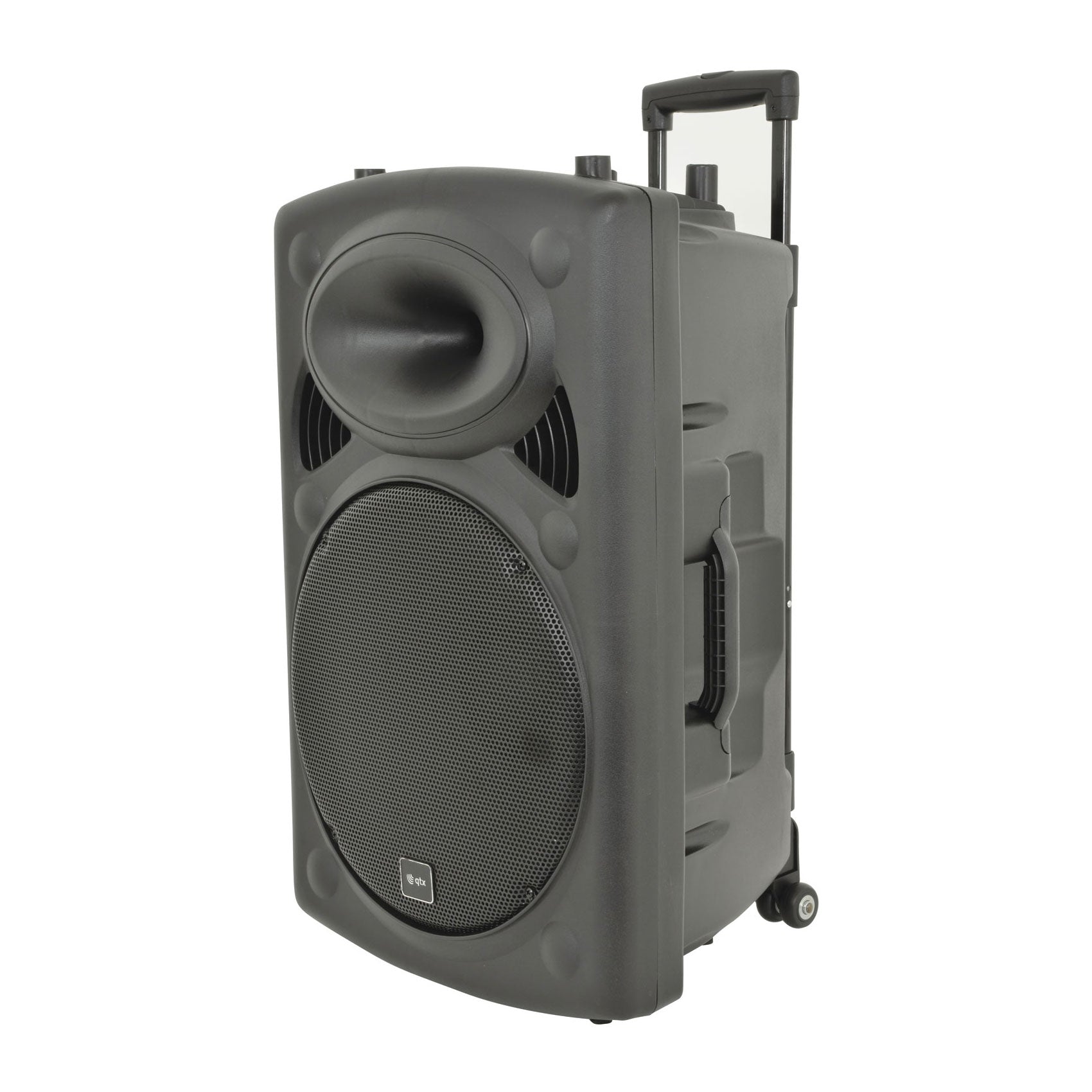 QTX QR series portable powered PA unit with 2 VHF microphones - 12\"