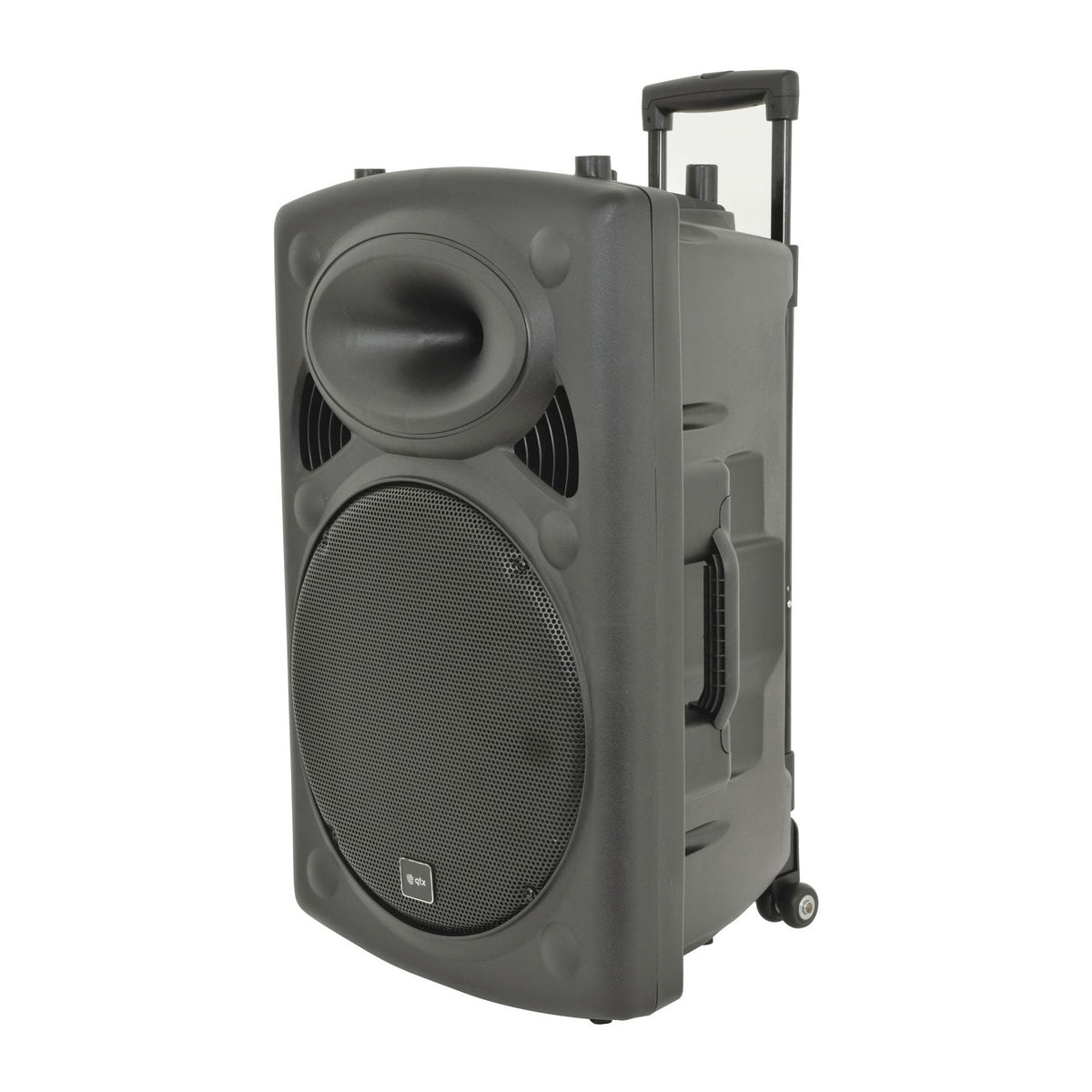 QTX QR series portable powered PA unit with 2 VHF microphones - 12\"