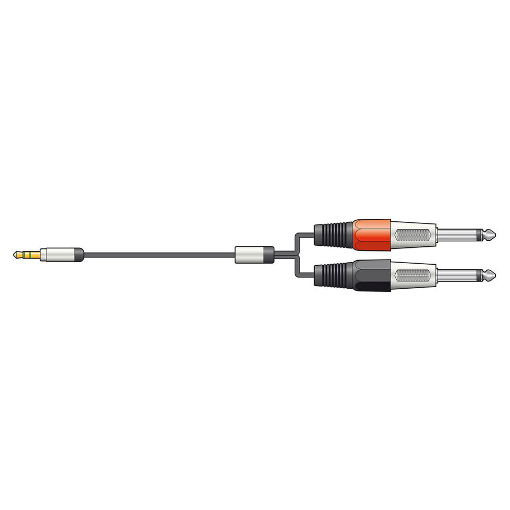 Citronic 3.5mm stereo jack to 2 x 6.3mm mono jack cable