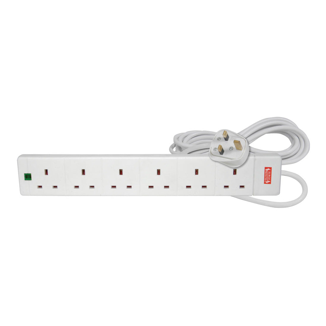 Mercury 6 gang extension lead with surge protection - 2m