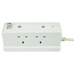 Mercury 4 gang extension lead with compact surge and 2 USB ports - 1m
