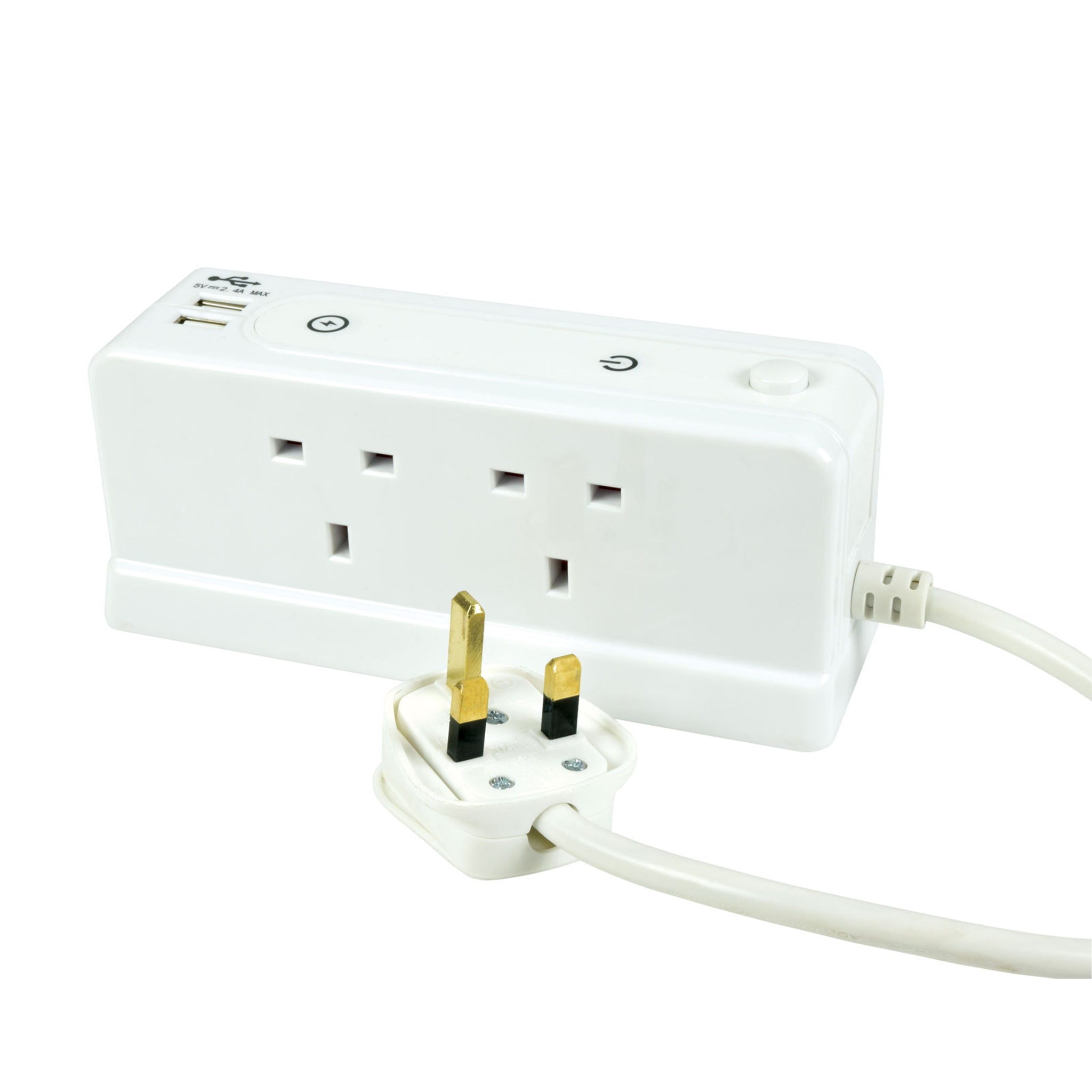Mercury 4 gang extension lead with compact surge and 2 USB ports - 1m